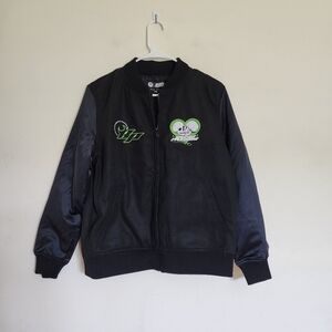 NWT Broken Promises Cybernetic Black Varsity Jacket size Medium